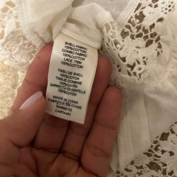 Sheer white chiffon button up blouse with mother of pearl buttons and lace inset - Picture 7 of 7